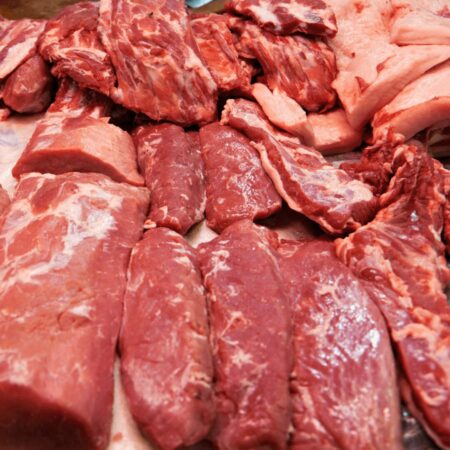 Raw beef meat one sliced