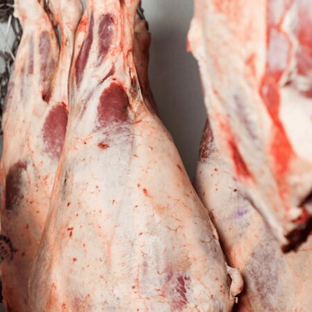 Whole beef carcass cut hung prepared for market