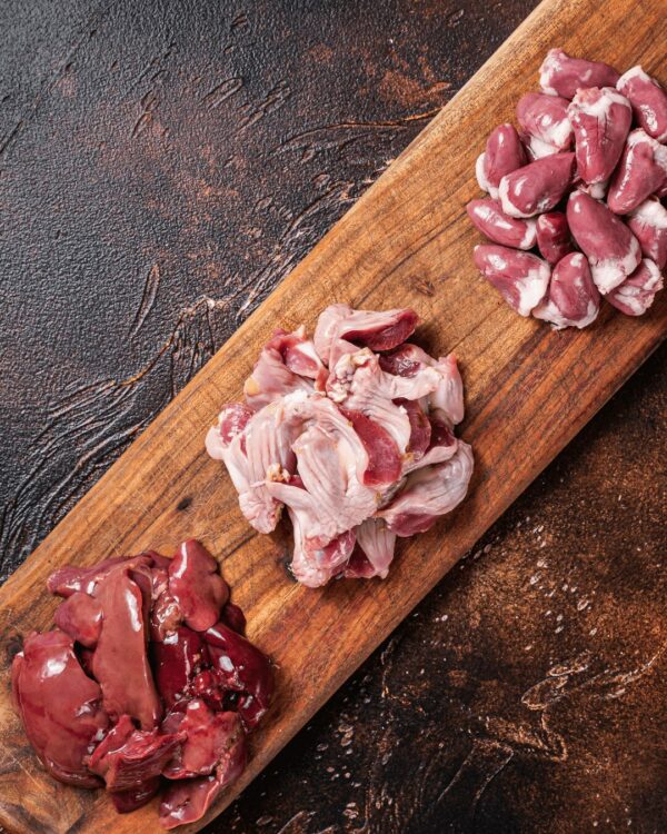 Offal section on chopping board